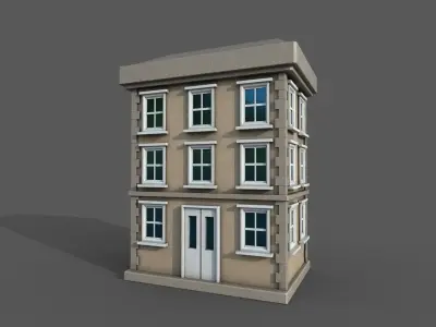 Vintage Building Set Low-poly 3D model