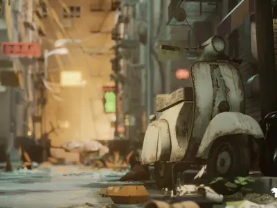 Chinese Alley Environment Low-poly 3D model