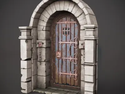 Medieval Gate - Game Ready  Low-poly 3D model