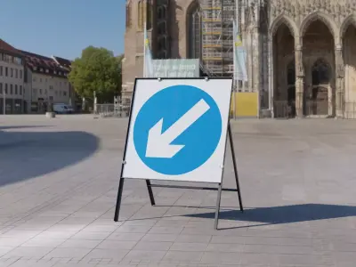 Keep Left Square Road Sign Low-poly 3D model