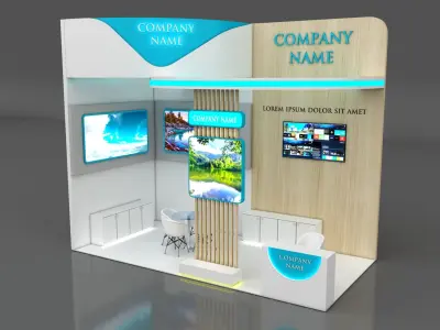 Booth Exhibition Stand Stall 6x3m Height 500 cm 2 Side Open 3D model