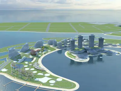 Sci Fi Artificial Island 3 3D model