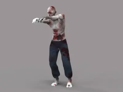 Zombie 2 with gun Low-poly 3D model