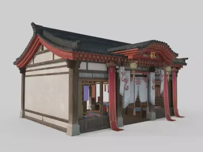 Ancient Asian Architectural Fabric Store 3D model