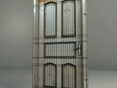 very simple model of an old door Low-poly 3D model