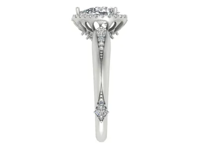 Pear-Shaped Halo Diamond Engagement Ring 3D print model