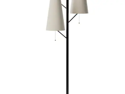 Rachel Metal Triple Head Floor Lamp Antique Brass Low-poly 3D model