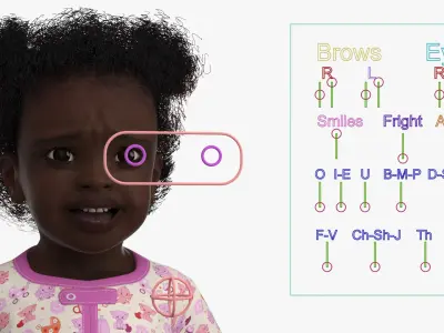  Little Dark Skin Girl in Full Bodysuit Rigged 