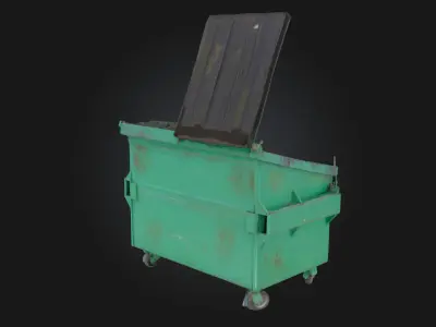 Green Dumpster  Urban Decay with Functional Detail 3D model