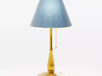 BedsideLamp01 gold table lamp with shade Free low-poly 3D model