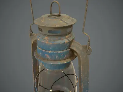 Old Rusty Oil Lantern Low-poly 3D model