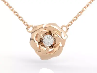 Stunning Rose Flower Necklace Pendant 3D print model