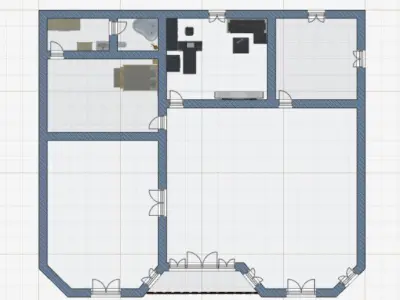2 storey 6 rooms 16x20 3D model