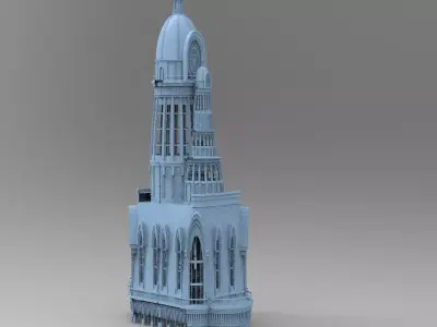 Steam punk Stone Dragon Tower Tall 3D model