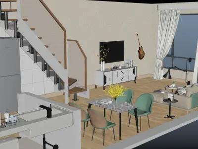 Duplex apartment floorplan  Square40 3D model