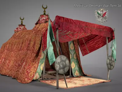  Medieval Ottoman War Tent  Set 3d model 3D model