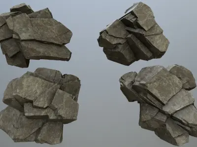 cliff rocks Low-poly 3D model