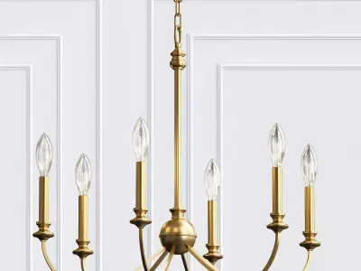 ALEXANDER brass chandelier with five lights 3D model