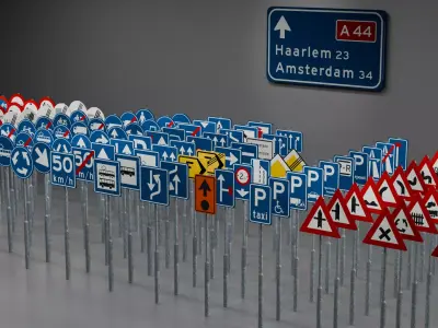 Nederlandse verkeersborden set - Dutch traffic signs - Blender 3D model