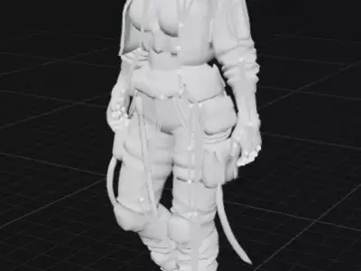 Cyberpunk Female Outfit Game Ready Clothing Set FBX USDZ STL Low-poly 3D model