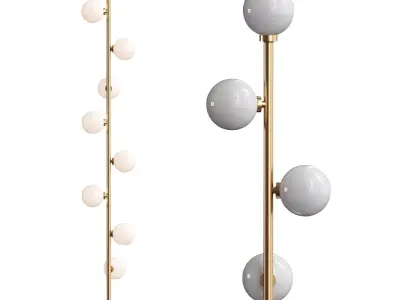  Modern LED standing lamp with frosted glass ball fixtures 3D model