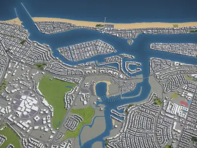 Newport Beach - 3D City Model Low-poly 3D model