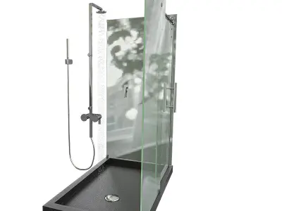 Enigma-Z shower enclosure with glass doors 3D model