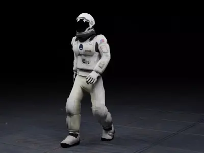 Astronaut Start walking animated Low-poly 3D model