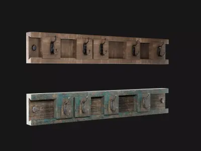Wooden hanger modular for towels or clothes Low-poly 3D model