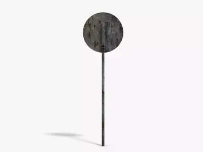 Damaged Railroad Sign Low-poly 3D model