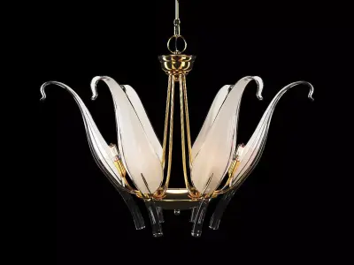 Iris Leaves - chandelier in Murano glass and brass by Seguso 3D model