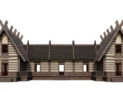Old Medieval Building House 4K Textures GameReady 88 Low-poly 3D model