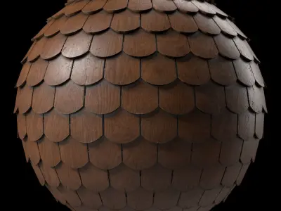 Roof Tile Materials 81- Wooden Roofing By Sbsar Seamless Pbr Texture