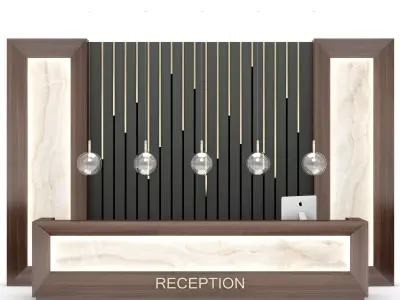 Reception 8 desk with lights and marble 3D model