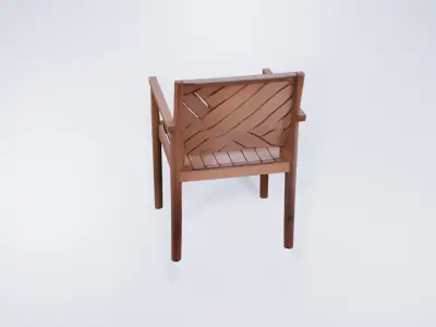 Low Poly Wooden Garden Chair - Outdoor Visualization Prop 3D model