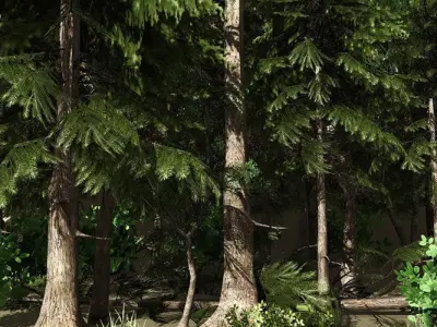 Northern Forrest Vegetation Low-poly 3D model