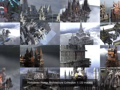 Halloween Horror Architecture Collection 1 3D Model Pack