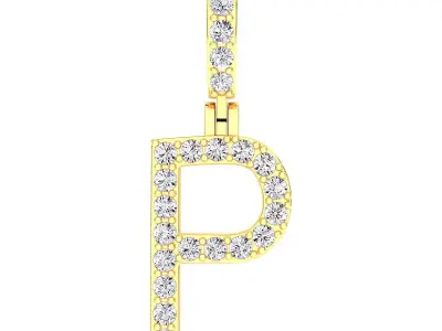 Alphabet P-letter single row pendant 3D print model