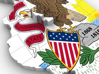 Illinois Political Map 3D model