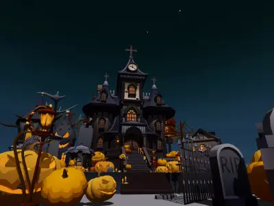 Halloween castle asset Low-poly 3D model