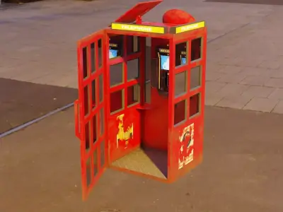 Telephone Booth 3D model and Rigged 3D model