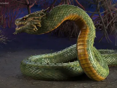  Mythical Dragons Realistic Rigged for Cinema 4D Collection 