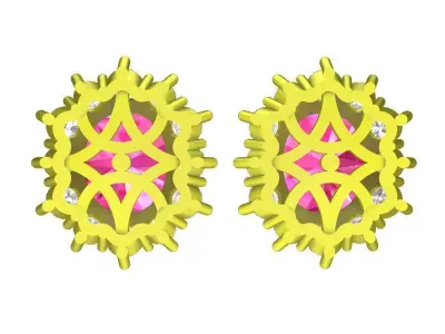 Luxury Oval Pink Gemstone Halo Stud Earrings Model 7780 3D print model