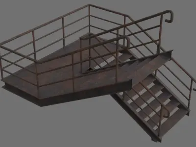 Stair 1C Low-poly 3D model