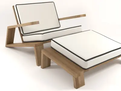 Olema Teak Lounge Chair v2 - 3ds Max 3D model