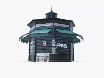 News Stand Kiosk Booth Low-poly 3D model