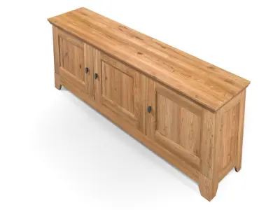 Country Cabinet 3 Door Solid Natural Oak  3D model