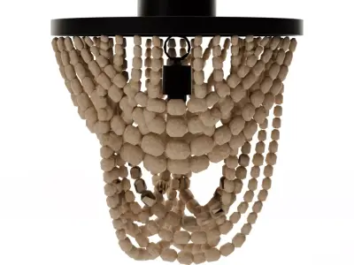 Tiered Wood Bead Semi-Flush Mount Chandelier Low-poly 3D model