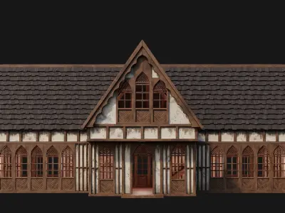 Old Medieval House Building 4K Textures GameReady 190 Low-poly 3D model