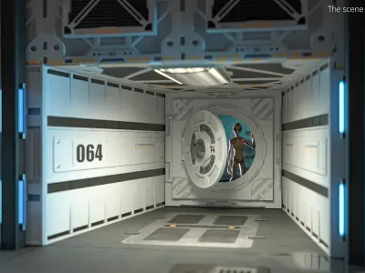  Modular Sci-Fi Hatch Covers with Caution Labels Gray 